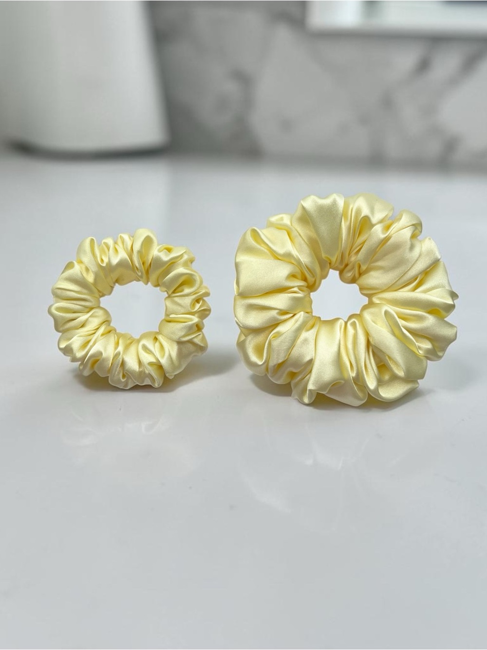 Yellow Satin Scrunchie Set – Women Accessories